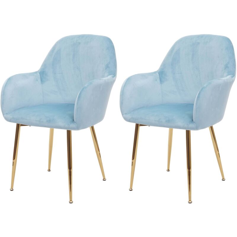 Jamais utilisé] 2x chaise de salle à manger HHG 240, chaise de cuisine, design rétro, velours menthe, pieds dorés