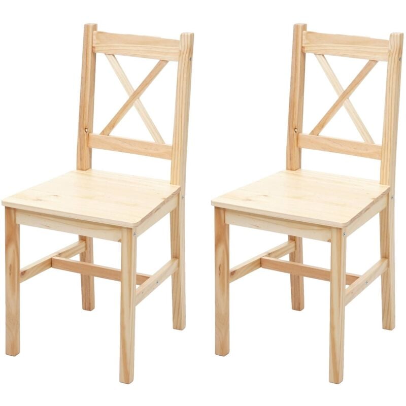 HHG - jamais utilisé] 2x chaise de salle à manger 467, style rustique-cottage, en bois massif, bois de pin finition lasure