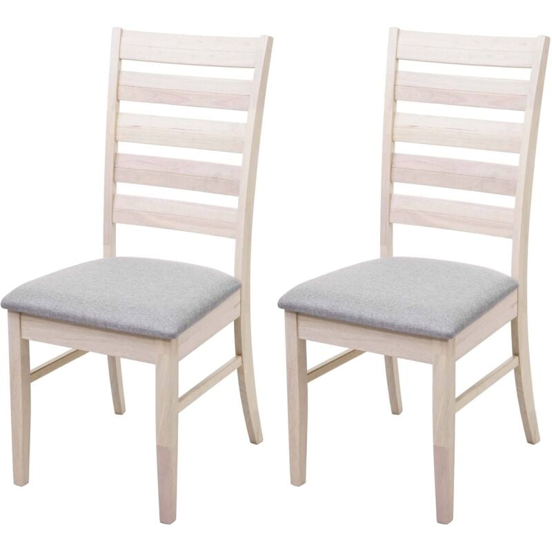 HHG - jamais utilisé] 2x chaise de salle à manger 527, chaise pour cuisine, tissu, en bois massif, châssis clair, gris