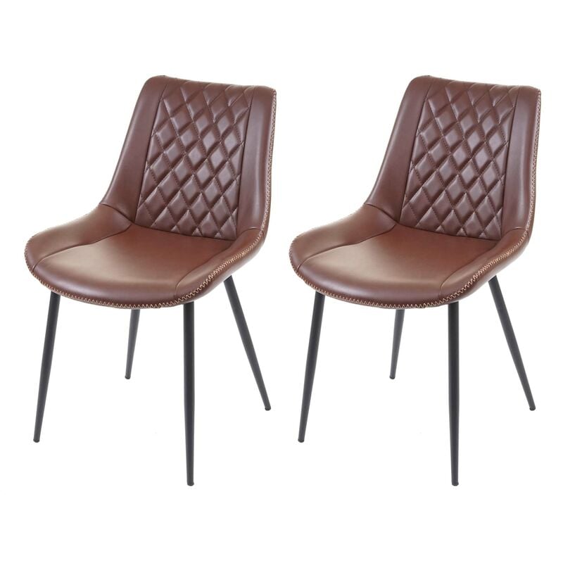 [jamais utilisé] 2x chaise de salle à manger hhg-960, chaise de cuisine, vintage similicuir, marron - brown