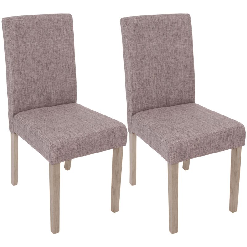 HHG - 2x chaise de séjour Littau, tissu gris, pieds: structure chêne