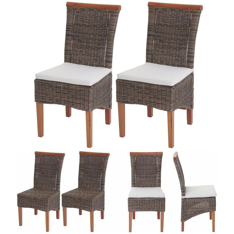 Mendler - 2x chaise de salle à manger Savona, fauteuil, rotin - avec coussin