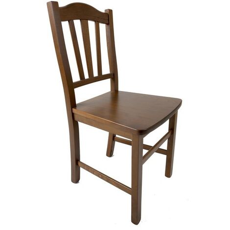 2x Chaise en bois massif couleur noyer dossier décoré 46x51xh.95 cm