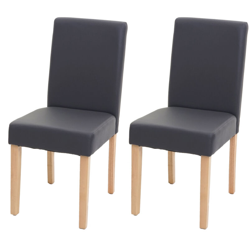 Mendler - 2x chaise à manger chaise de cuisine Littau - simili cuir, gris mat, pieds clairs