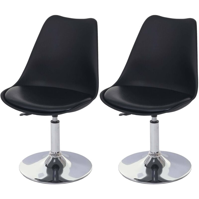 HHG - jamais utilisé] 2x chaise pivotante Malmö T501, hauteur réglable, similicuir, noir