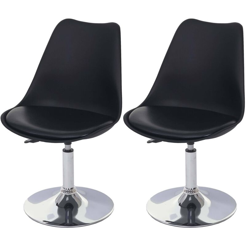 2x chaise pivotante Malmö T501, hauteur réglable, similicuir, noir
