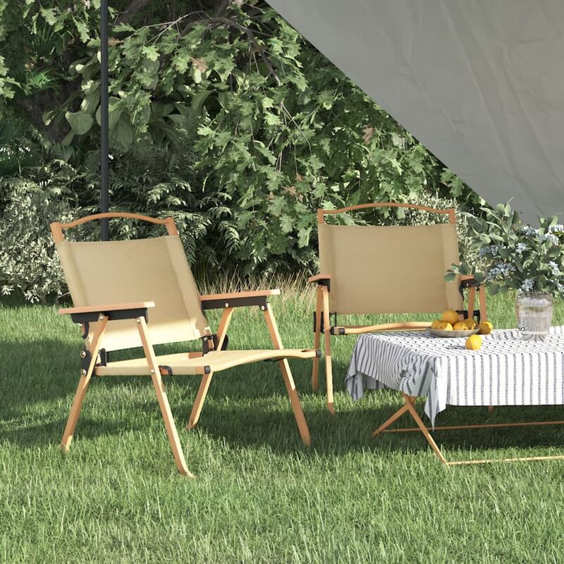 Chaises de camping 2 pcs Beige 54x43x59 cm Tissu Oxford