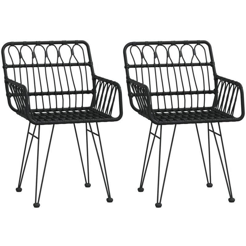 Vidaxl - Chaises de jardin lot de 2 avec accoudoir Noir 56x64x80 cm