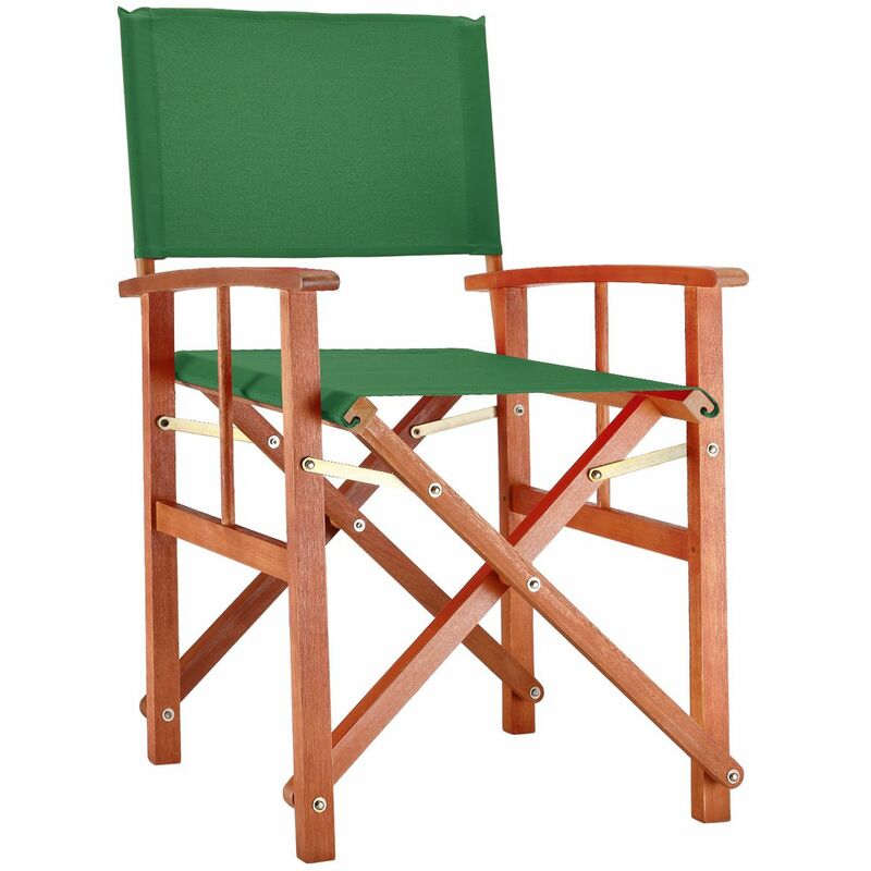 Chaise de jardin Cannes Bois d'eucalyptus certifié fsc® Pliable Chaise de régie pliante en bois Jardin Chaise de metteur en scène Vert - Casaria