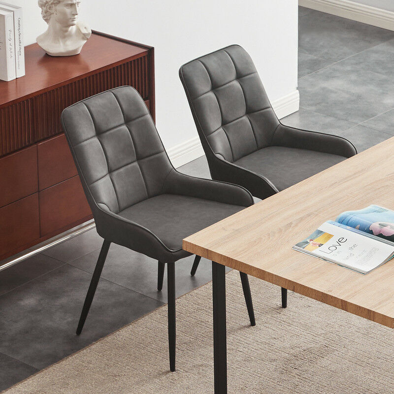 Clipop - 2x chaises de salle à manger, chaises de cuisine et de salle à manger en simili-cuir rembourrées, gris