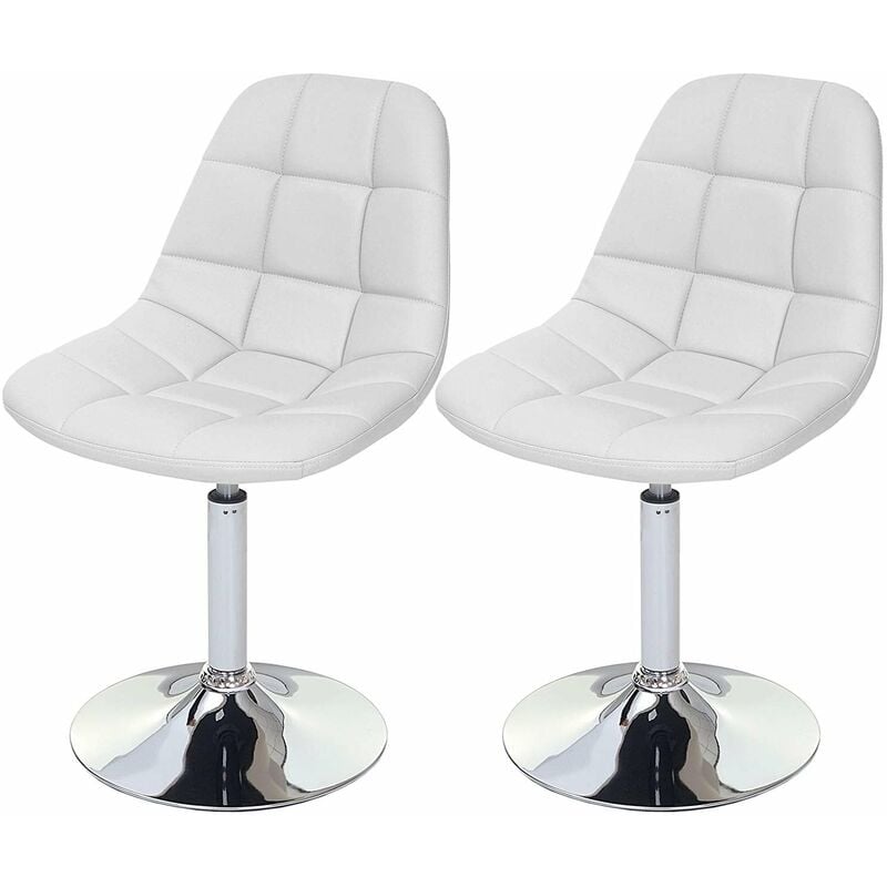 Décoshop26 - 2x chaises de salle à manger en synthétique blanc pied chromé pivotant CDS04425