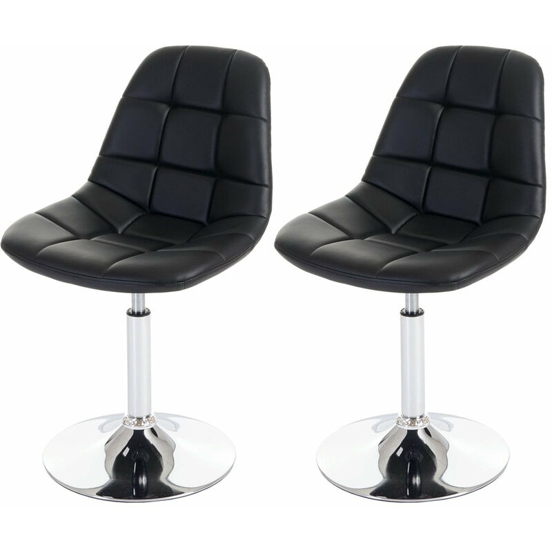 décoshop26 - 2x chaises de salle à manger en synthétique noir pied chromé pivotant