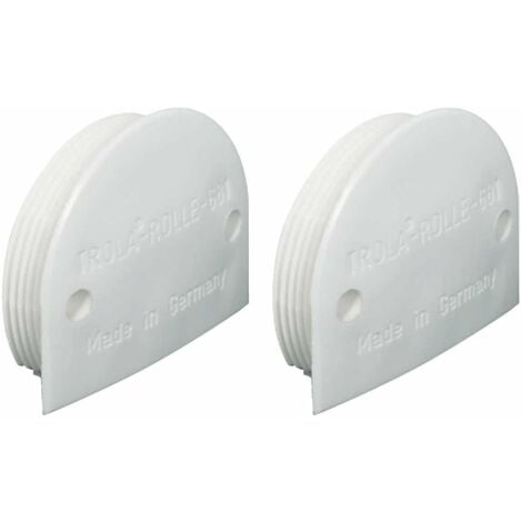 2x Chariot pour portes coulissantes linéaires à enfoncer Ø35mm avec axe renforcé et galet convexe plastique blanc Galet Armoire Placard Dressing Garniture Coulisse Rail
