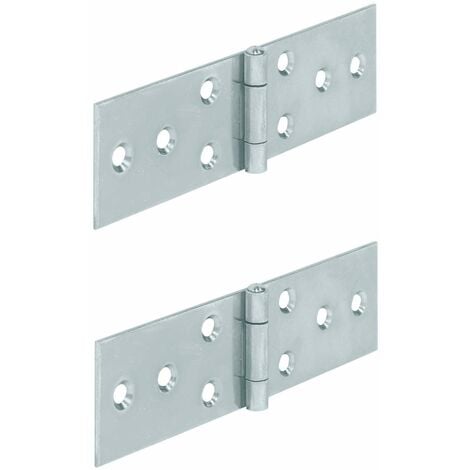 2x charnière acier universelle 34x140mm avec axe goujon riveté meuble bois étagère raccord à visser