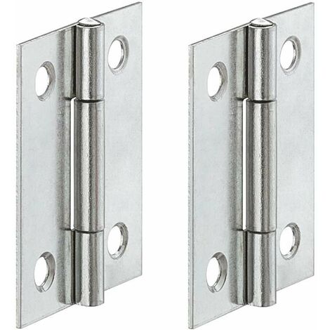2x charnière acier universelle 40x32mm avec axe goujon riveté meuble bois étagère raccord à visser