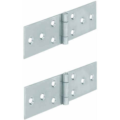 2x charnière plate acier 120x33mm meuble bois porte placard étagère cuisine