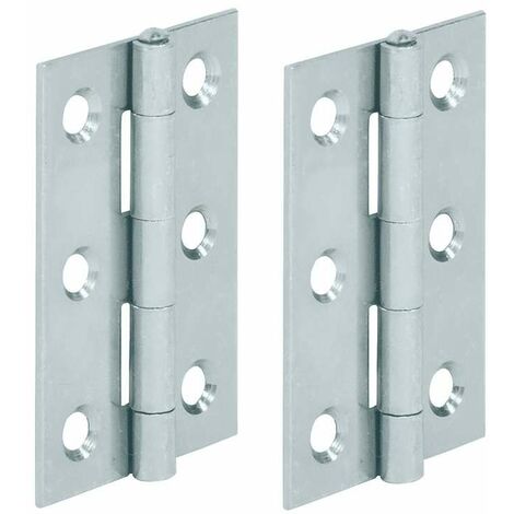 2x charnière plate acier 50x39mm meuble bois porte placard étagère cuisine