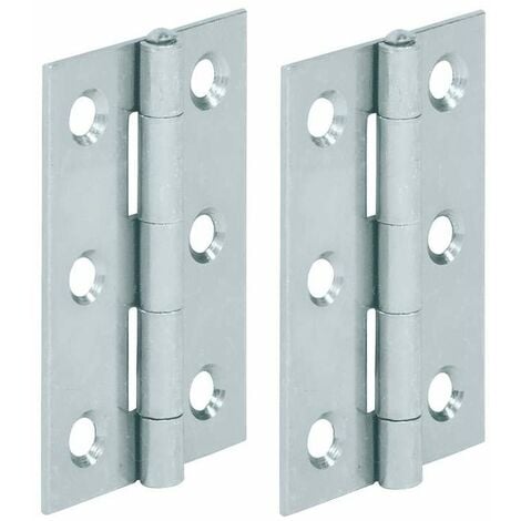 2x charnière plate acier 80 x 41mm meuble bois porte placard étagère cuisine