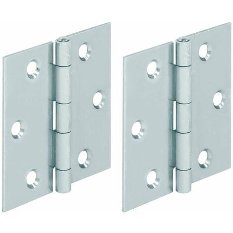 2x charnière plate carré acier 60x60mm meuble bois porte placard étagère cuisine