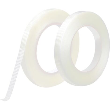 2x Cinta adhesiva de fibra de vidrio, 5 mm x 50 m, cinta de embalaje, cinta de flejado de fibra impermeable, banda reforzada, transparente