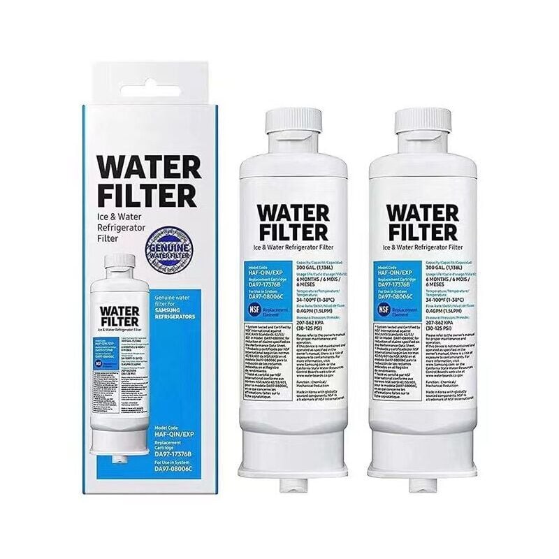 Ikodm - 2x Compatible Samsung Refrigerator Water Filter DA97-17376B Refrigerator Cartridge (HAF-QIN/EXP),Refrigerator Spare Parts Pièces détachées