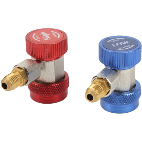 2x Connecteurs Rapides R134A pour Climatisation, Adaptateurs Haute et Basse Pression