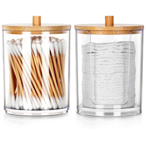 2x Contenitore per bagno Organizzatore Cotton fioc Dischetti cosmetici igienici