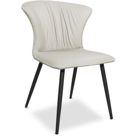 2X Core-Stuhl in Beige mit schwarzen Metallbeinen H84xB56xT61