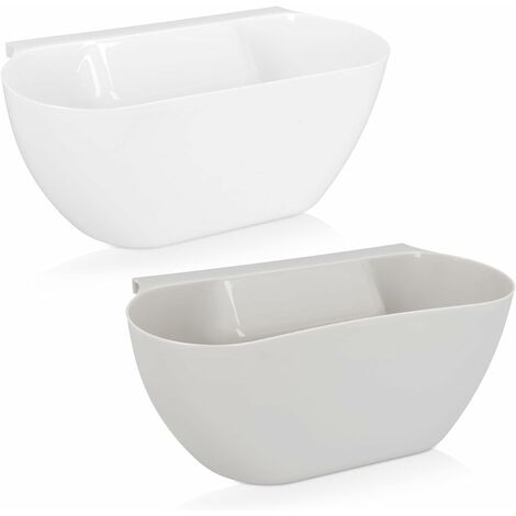 2x Coupelle Collecte Déchets Cuisine - Bac Poubelle Collecteur 3,8L pour Plan de Travail - Récipient à Accrocher 28 x 13,5 x 11 cm