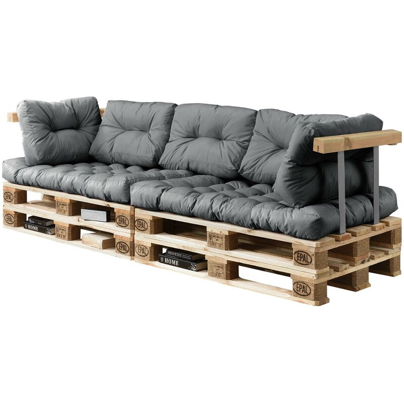 Helloshop26 - 2x coussins de Siège et 5x coussins de dossier pour canapé palette gris - Gris