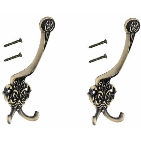 2x crochet double 153mm métal vintage vieux bronze laiton avec vis rustique antique mural cuisine salle de bain porte manteau serviette sac couvert vetement dressing meuble placard