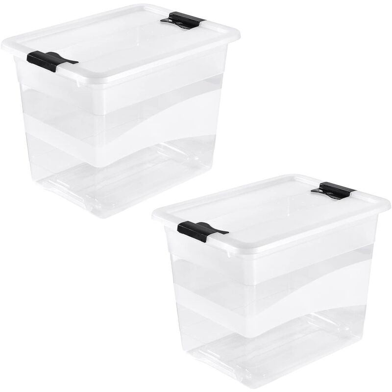

Keeeper - 2x Cubo de almacenaje con Tapa, Plástico, Transparente, 24 l