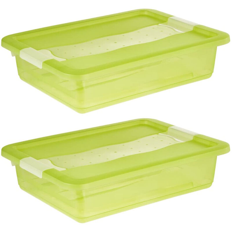 

Keeeper - 2x Cubo de almacenaje con Tapa, Plástico, Verde Transparente, 7 l