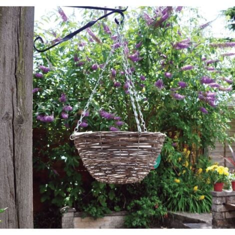 2x Dark Rattan Hanging Basket 12inch