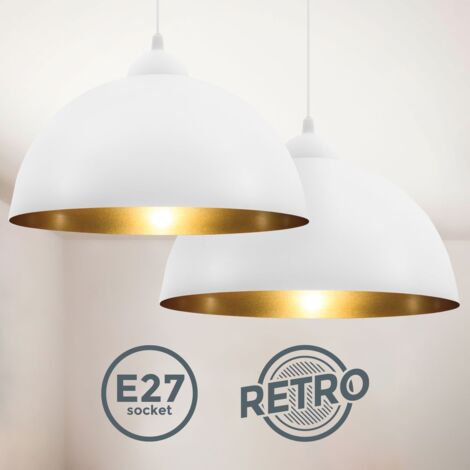 2x Design Pendel-Leuchte Hängelampe weiß Wohnzimmer Esszimmer Schlafzimmer-Lampe