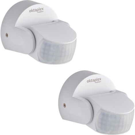 2X Detector de movimiento para exterior IP65 Sensor infrarrojo ajustable 180° Alcance 12 m 230 V Blanco mate con sensor crepuscular