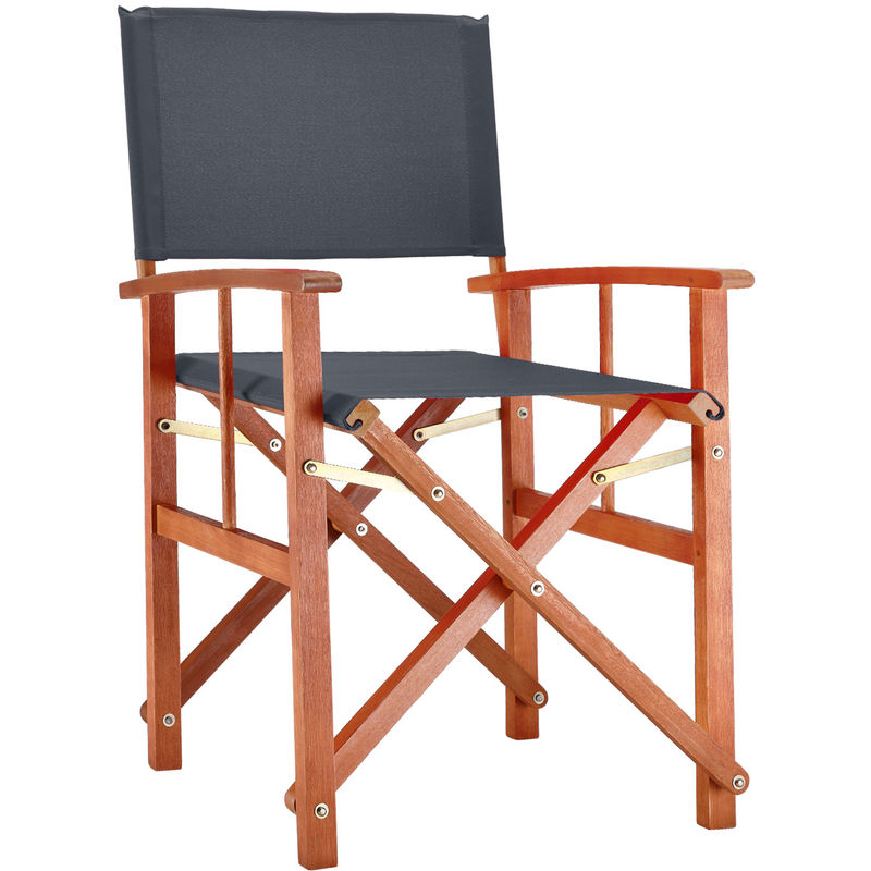 Deuba - casaria® Cannes Wooden Folding Directors Chair Hardwood Fabric Colour Choice Anthracite - Anthracite