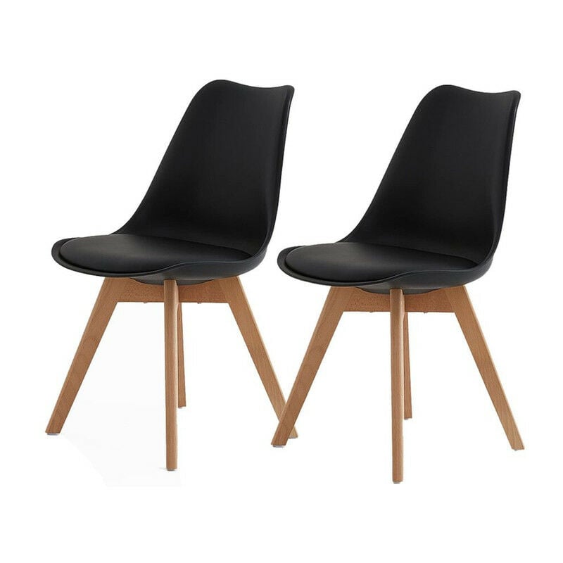 Clipop - 2x Dining Chair, Upholstered Kitchen Chair, Retro Lounge Corner Chairs,Black