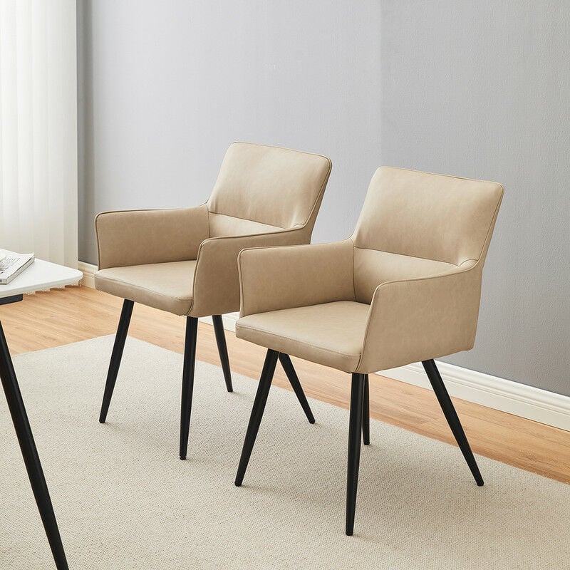 Clipop - 2x Dining Chairs, Kitchen Dining Chairs Faux Leather, Reception Chairs Armchairs,Cream