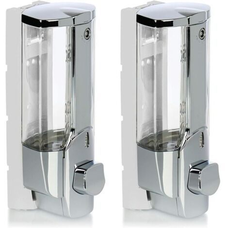 2x Dispenser di sapone da parete - Dispenser di sapone da parete ricaricabili - Dispenser di sapone per bagnoschiuma e shampoo (cromati)