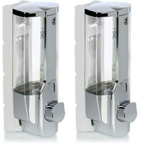 2x Dispenser di sapone da parete - Dispenser di sapone da parete ricaricabili - Dispenser di sapone per bagnoschiuma e shampoo (cromati)