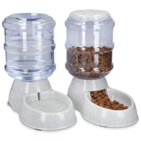 2X Distributeur Croquettes et Eau - Accessoire pour Chat et Chien - 2X Gamelle Automatique Nourriture - pour Chat Chien Lapin - Capacité 3,8L