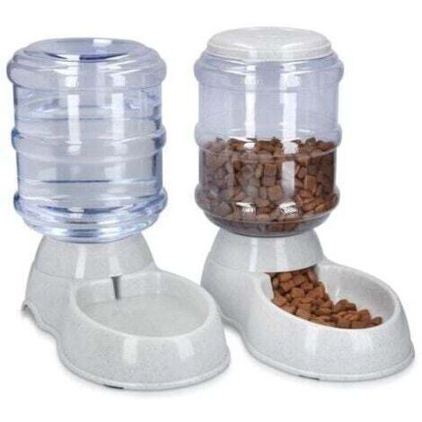2X Distributeur Croquettes et Eau - Accessoire pour Chat et Chien - 2X Gamelle Automatique Nourriture - pour Chat Chien Lapin - Capacité 3,8L