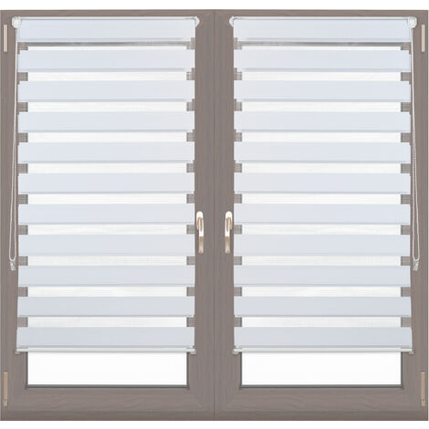 2x Doppelrollo Klemmfix im Set, Seitenzugrollo ohne Bohren, Duo-Rollo zum Klemmen, Klemmrollo, 60 x 150 cm, weiß