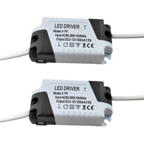 2x Driver LED, transformateur 4-7W pour plafonnier LED, panneau d'alimentation LED, connecteur DC pour plafonnier LED (4-7W)