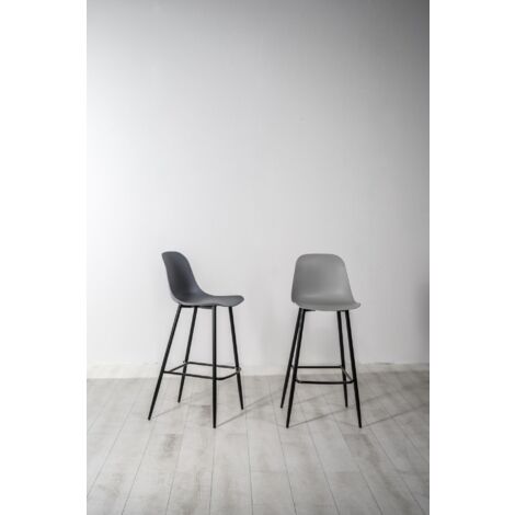 2x Dunkelgrau Metall Polypropylen Hocker 47 cm x 37 cm H. 103 cm