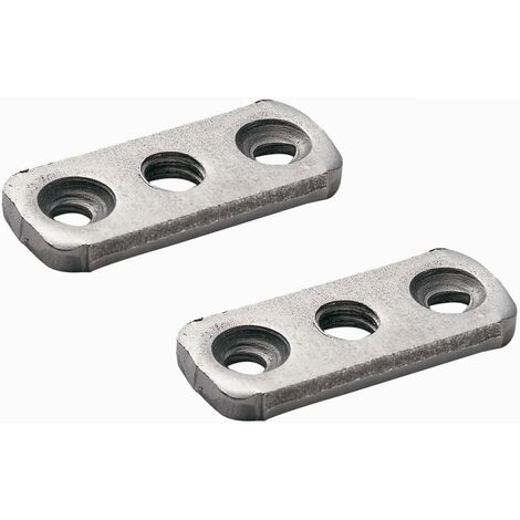 2x écrou rectangulaire lit platine 3 trous M7 x 150 acier meuble assemblage vis bois ancien