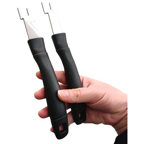 2X Edelstahl Handgriff Grillgitter Grillroste Holzgriff Grillzubehör Griff 24CM