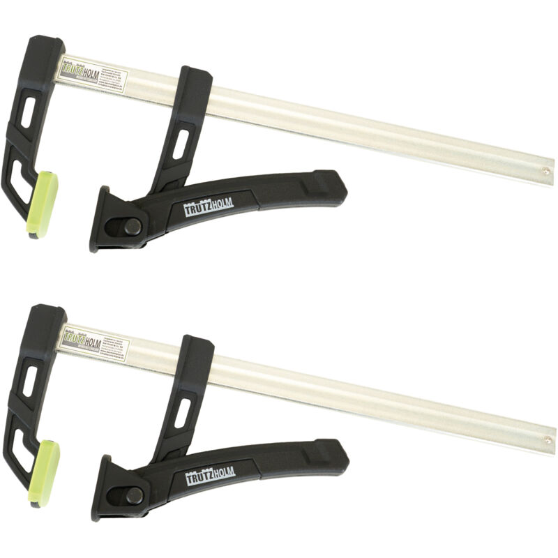 Baumarktplus 2x Einhandzwinge 80kg Spannkraft 25cm Spannbereich Aluminium Schnellspannzwinge