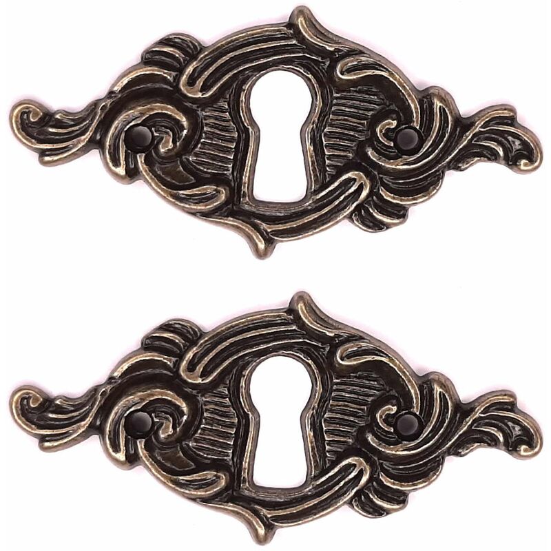 2x Entrée de clé Louis xv longueur 60mm hauteur 30mm en zamak finition vieilli Clef Meuble Ancien Vintage diy Serrure Verrou Restauration Malle Coffre